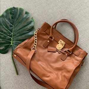 Michael Kors light brown satchel purse